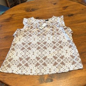 NWT Worthington Tan & White Sleeveless Top Size Large